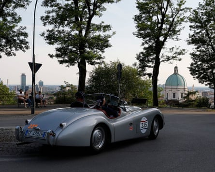 Trofeo Gaburri, Brescia, Italy 07 Jun 2026A Jaguar XK120 OTS Roadster from 1952 is driven by Eugenio Enrico Paini and co-driver Yuliya Karakulova during the Trofeo Gaburri, a preliminary event of the 1000 Miglia, on 7 June 2026, in Brescia, Italy. Trofeo Gaburri, Brescia, Italy 07 Jun 2026