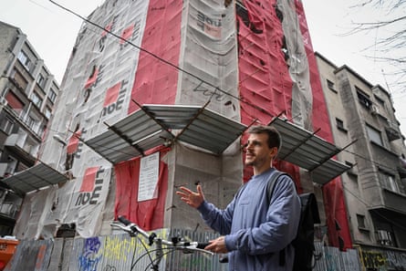 Matei Sumbasacu in front of a building