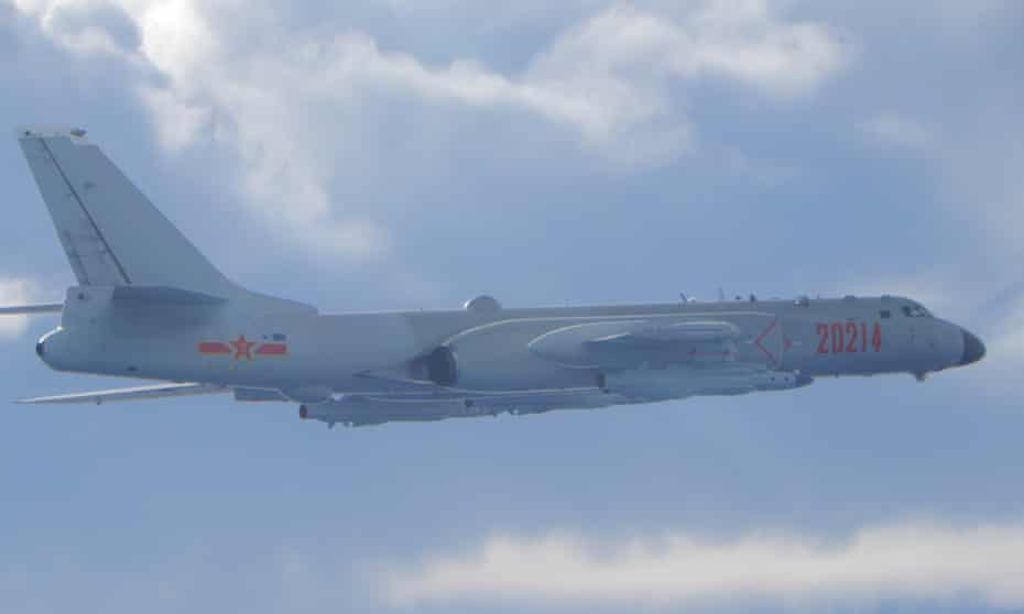File photo of a Chinese H-6 bomber on a mission near the median line in the Taiwan Strait