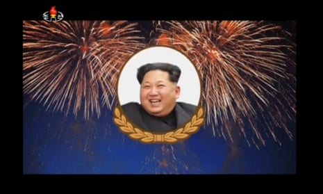 Kim Jong-un shown on North Korean TV today.