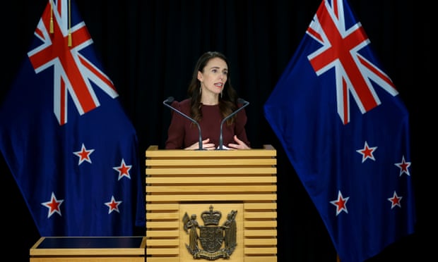 Jacinda Ardern speaks to media during New Zealand’s budget day on 20 May. 