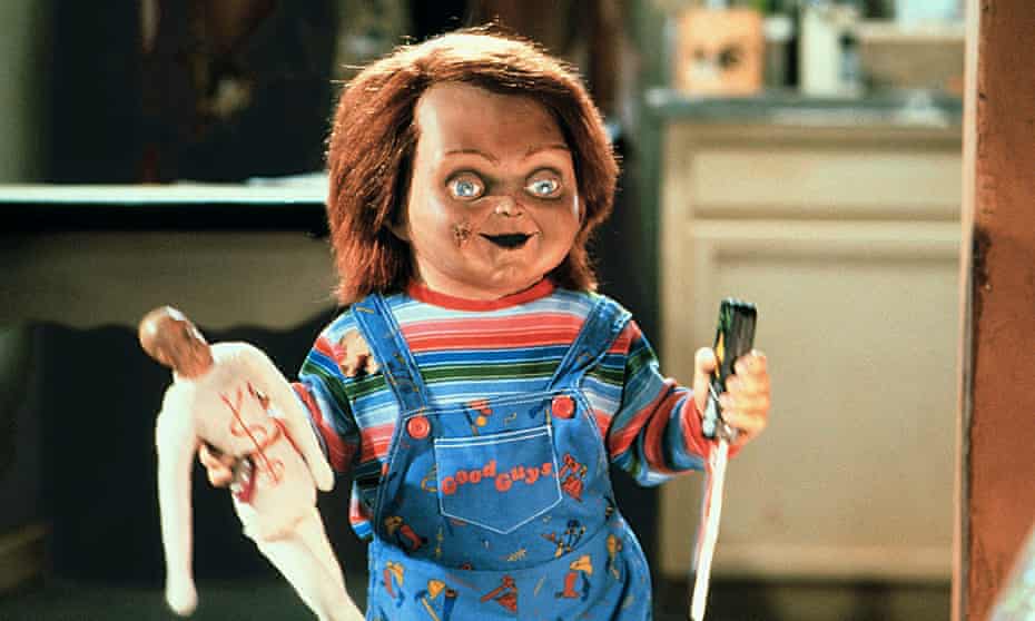 Chucky, the cursed doll from the slasher movie series Child’s Play.