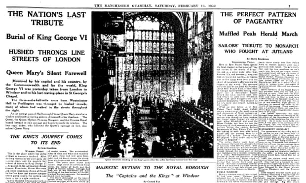 Înmormântarea lui George al VI-lea, gardian, 16 februarie 1952.