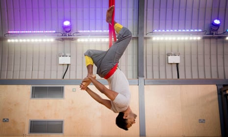 ‘The most peaceful floating experience imaginable outside of a Trainspotting heroin sequence’: Rhik Samadder tries aerial yoga.