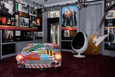 The U2 room includes a photo of the band members when they were schoolmates.