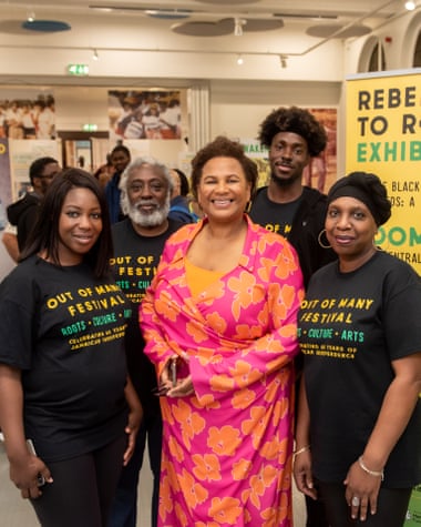 (from left) Miriam Wilkes, Derek Lawrence, Susan Pitter, Amaha Lawrence and Carol Patterson at the Rebellion to Romance exhibition.