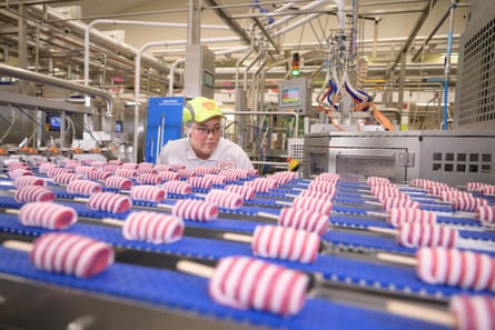 Twisters being made at the Magnum’s ice-cream factory