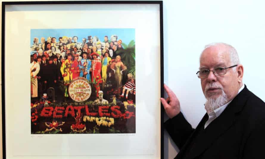 Blake with the artwork for Sgt Pepper’s Lonely Hearts Club Band.