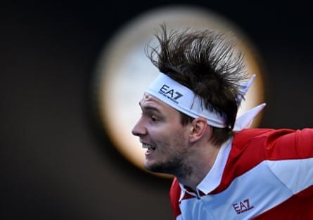 Alexander Bublik in action against Alex de Minaur at the Australian Open.