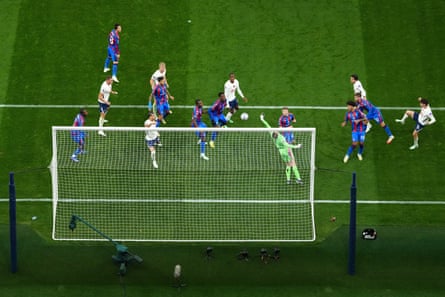 Aerial view of Archie GrayâÂÂs goal flying past the goalkeeper into the net