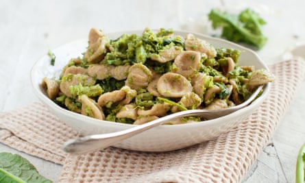 Orecchiette with turnip tops.