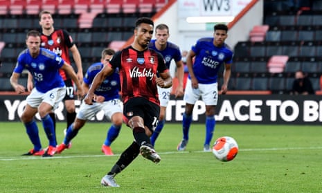 Bournemouth’s Junior Stanislas scores from the spot.