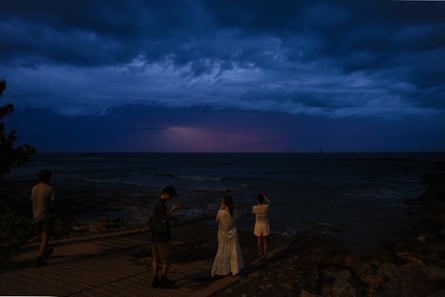 Cyclone Fina rolls in at Nightcliff beach.