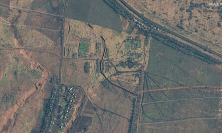 A satellite view of trenches outside Bakhmut.