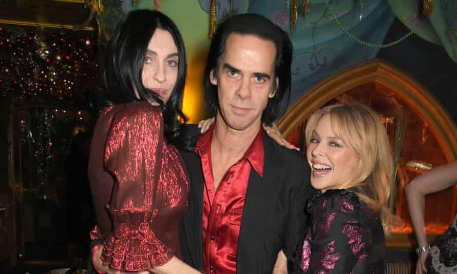 Red alert: Susie Cave with her husband and Kylie Minogue at the Nick Cave & The Bad Seeds x The Vampires Wife x Matchesfashion.com party in 2017.