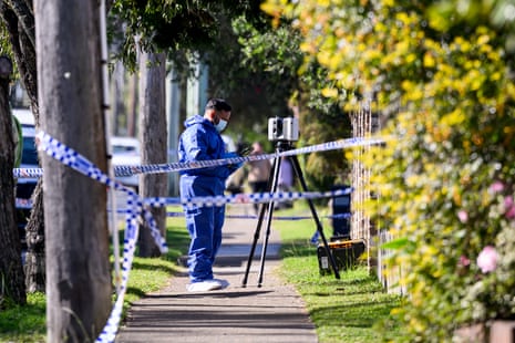 NSW forensics and police at a crime scene in Carlingford, NSW