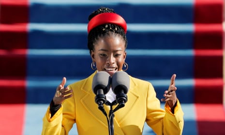 Amanda Gorman, the National Youth Poet Laureate, recites a poem during the presidential inauguration.