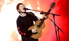 Christmas spirit … Ed Sheeran performing at Jingle Bell Ball 2021.
