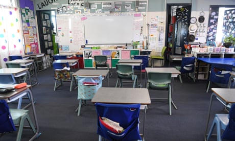 An empty classroom at a primary school in Brisbane