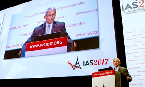 Anthony Fauci speaks at the 9th International AIDS Society Conference in Paris, in July 2017.