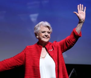 Lansbury greets the audience at the Alice Tully hall for a 25th anniversary screening of Beauty and the Beast in New York in 2016