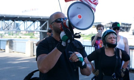 Joey Gibson, who leads the rightwing protest group Patriot Prayer.