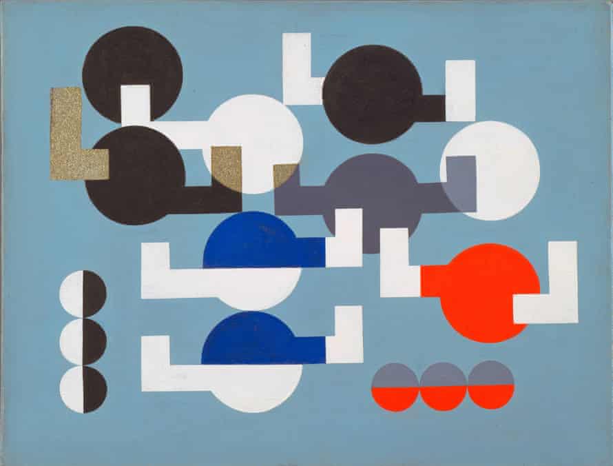 Borde de la figuración ... Composición de círculos y ángulos superpuestos, 1930, de Sophie Taeuber-Arp.