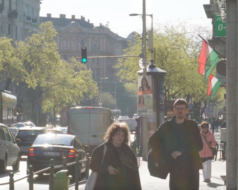 Budapest resident rush to work near Jászai Mari Square in central Budapest, Hungary.