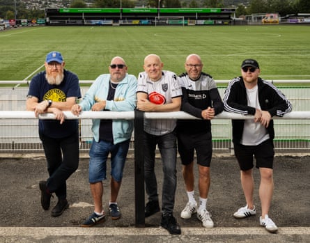 Merthyr Town fans Mark, Nigel, Mike, Jason and Louis