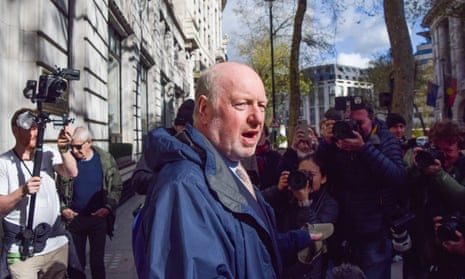 Alan Bates leaves the Post Office Horizon inquiry, London, 9 April.
