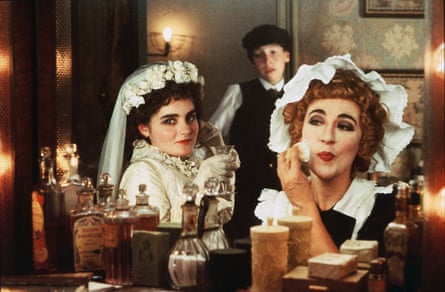 Shirley Henderson and Lesley Manville in heavy makeup, in Mike Leigh’s Topsy-Turvy.