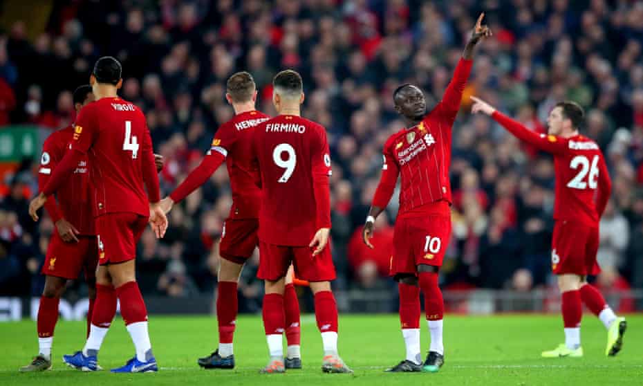Liverpool’s Sadio Mane celebrates scoring the only goal of the game.