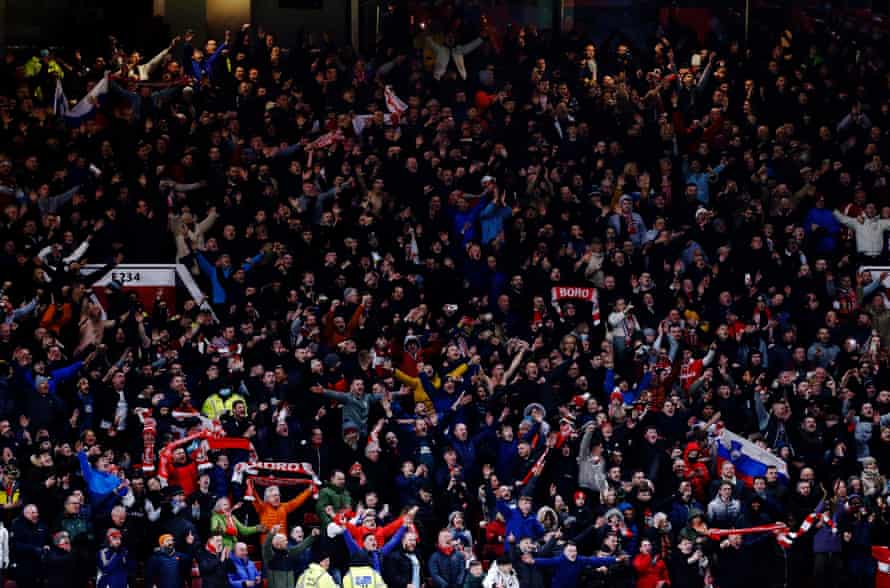 Middlesbrough fans celebrate after the match.