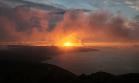 Low cloud makes for an unusual looking sunset over Valun on Cres Island