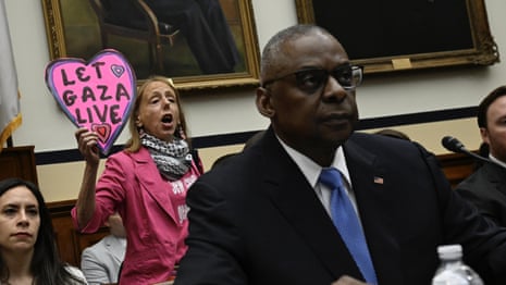 'You're supporting a genocide': Gaza protesters disrupt Lloyd Austin Senate hearing – video