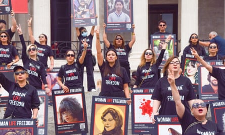 British Iranians stage a protest in Trafalgar Square, London against the Iran regime, 13 September 2023.