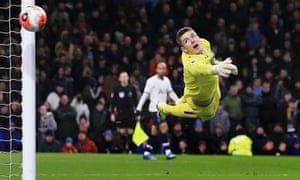 Nick Pope turns a shot around the post during Burnley’s 1-1 draw with Tottenham on 7 March.