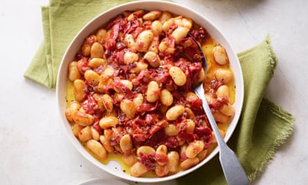 Butter beans, paprika and piquillo peppers.