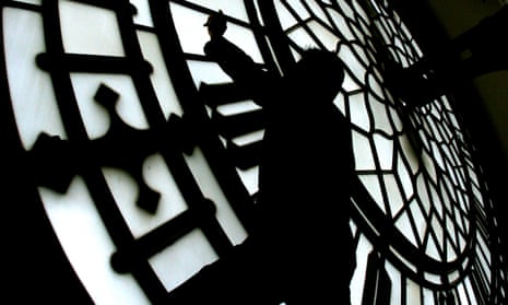 What makes us tick … a worker inside the clock face of St Stephen’s clock tower, housing the Big Ben bell in London.