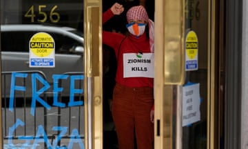Protesters occupied the lobby of a building housing the Israeli consulate in San Francisco.