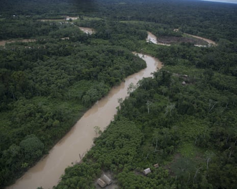 A river snaking through a forest