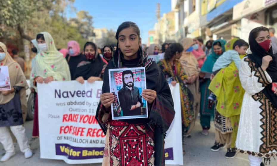 12-year-old Ansa at a rally in Quetta.
