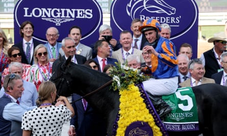Ryan Moore reacts after beating Auguste Rodin in the Breeders' Cup.