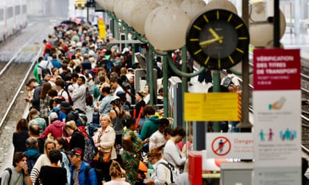 Stranded passengers at Gare du Nord in Paris