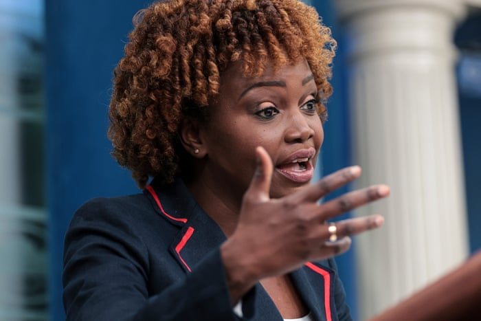 White House press secretary Karine Jean-Pierre speaks to reporters on Wednesday.
