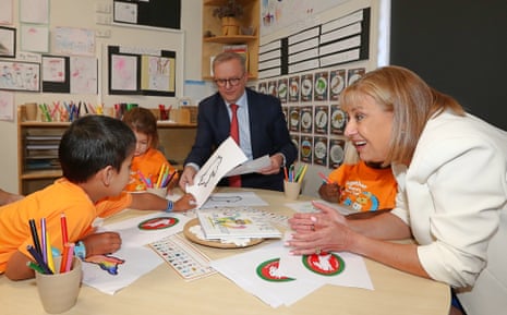 Premier Anthony Albanese and Richmond MP Justin Elliott during a visit to the Good Start Tweed Heads.
