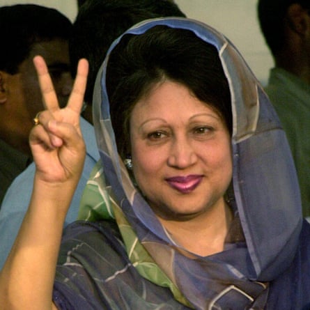 Zia in Dhaka, October 2001, after casting her vote in the general election that she went on to win.