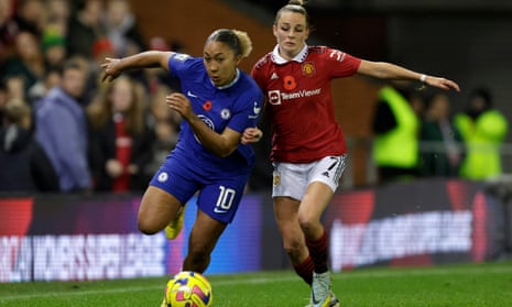 Chelsea's Lauren James and Ella Toone of Manchester United in action during November’s Super League match.