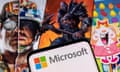 Microsoft logo placed on Activision Blizzard's games characters