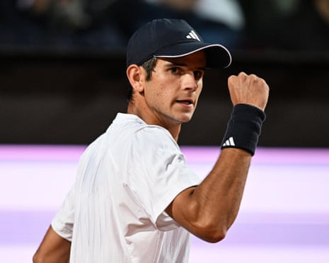 Rafael Jodar reacts with a fist pump during a match at the Italian Open.